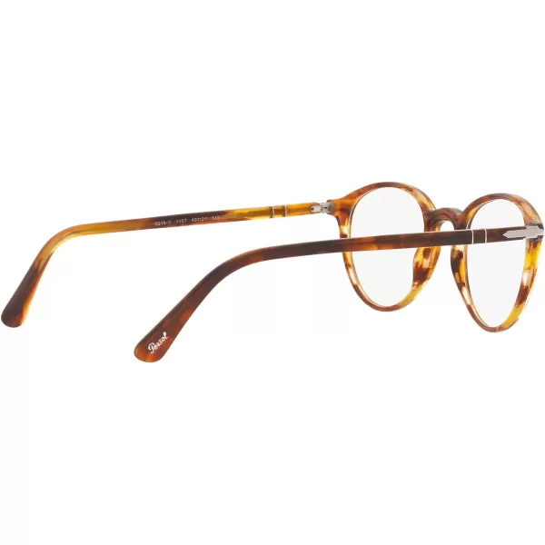 Persol PO3218V Round Prescription Eyewear FramesStriped BrownDemo Lens