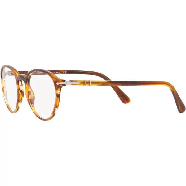 Persol PO3218V Round Prescription Eyewear FramesStriped BrownDemo Lens