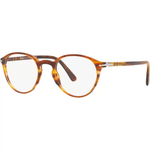 Persol PO3218V Round Prescription Eyewear FramesStriped BrownDemo Lens