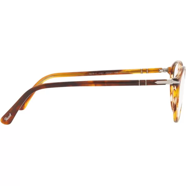 Persol PO3218V Round Prescription Eyewear FramesStriped BrownDemo Lens