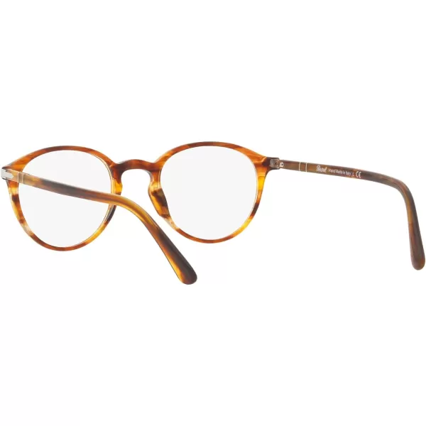 Persol PO3218V Round Prescription Eyewear FramesStriped BrownDemo Lens