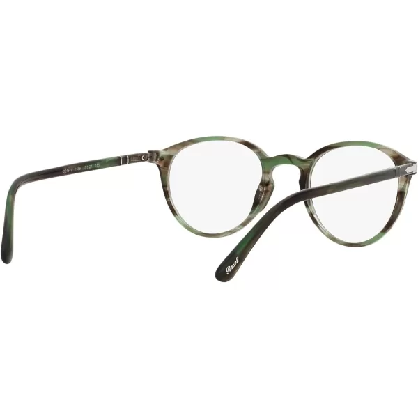 Persol PO3218V Round Prescription Eyewear FramesStriped GreenDemo Lens