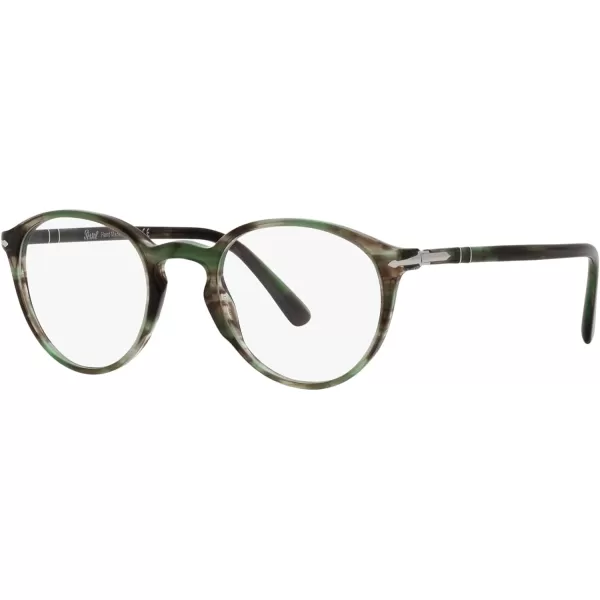 Persol PO3218V Round Prescription Eyewear FramesStriped GreenDemo Lens