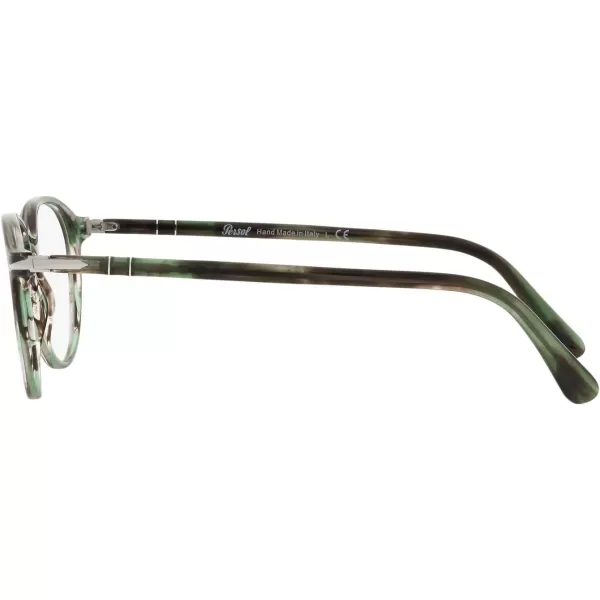 Persol PO3218V Round Prescription Eyewear FramesStriped GreenDemo Lens