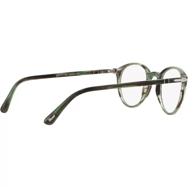 Persol PO3218V Round Prescription Eyewear FramesStriped GreenDemo Lens