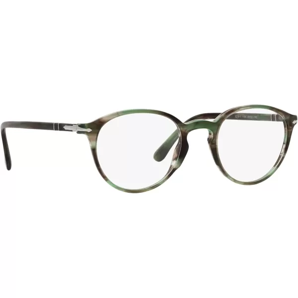 Persol PO3218V Round Prescription Eyewear FramesStriped GreenDemo Lens