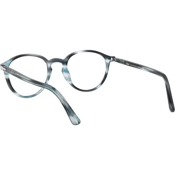 Persol PO3218V Round Prescription Eyewear FramesStriped GreyDemo Lens