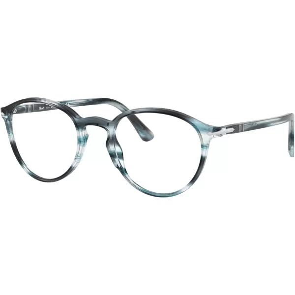 Persol PO3218V Round Prescription Eyewear FramesStriped GreyDemo Lens