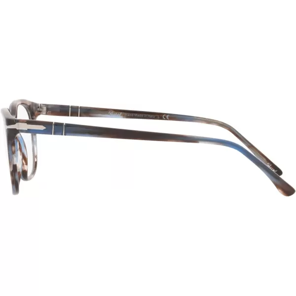 Persol PO3258V Round Prescription Eyewear FramesStriped BlueDemo Lens