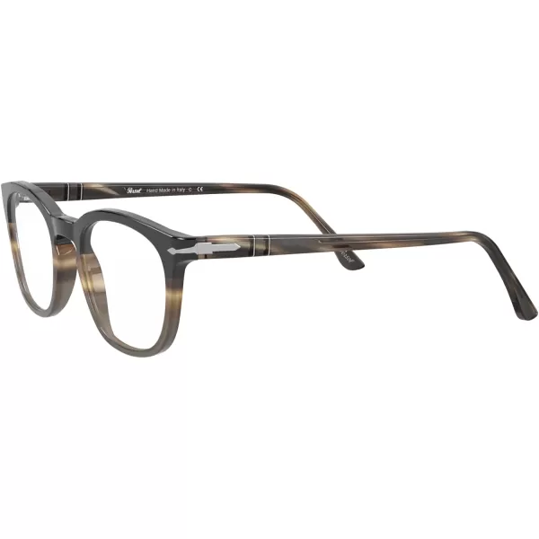 Persol PO3258V Round Prescription Eyewear FramesStriped Brown Grey and BlackDemo Lens