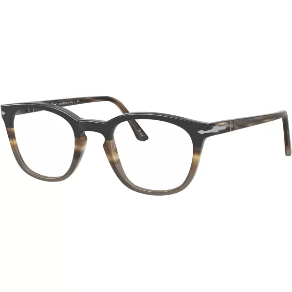 Persol PO3258V Round Prescription Eyewear FramesStriped Brown Grey and BlackDemo Lens