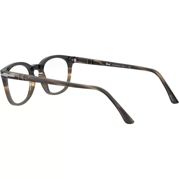 Persol PO3258V Round Prescription Eyewear FramesStriped Brown Grey and BlackDemo Lens