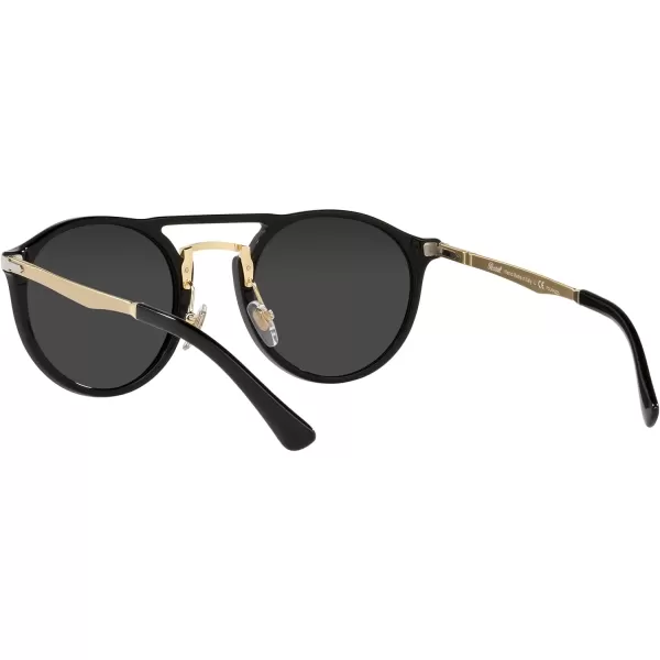 Persol PO3264S Round SunglassesBlackGoldBlack Polarized