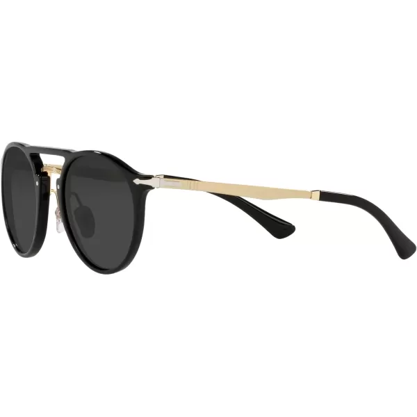 Persol PO3264S Round SunglassesBlackGoldBlack Polarized