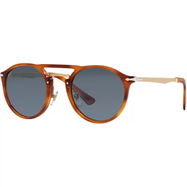 Persol PO3264S Round SunglassesTerra Di SienaLight Blue