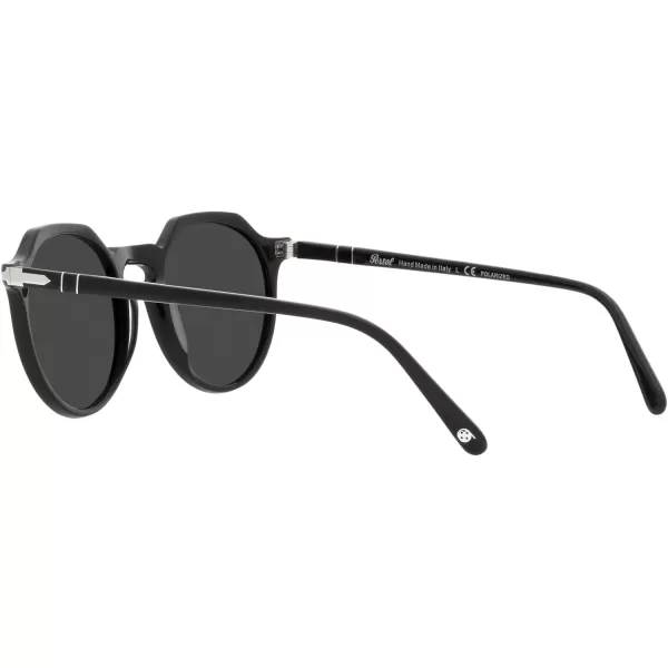 Persol PO3281S Round SunglassesBlackDark Grey Polarized