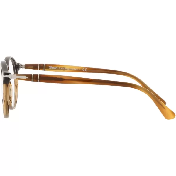 Persol PO3285V Round Prescription Eyewear FramesBlackStriped BrownGreyDemo Lens