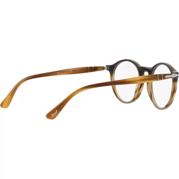 Persol PO3285V Round Prescription Eyewear FramesBlackStriped BrownGreyDemo Lens