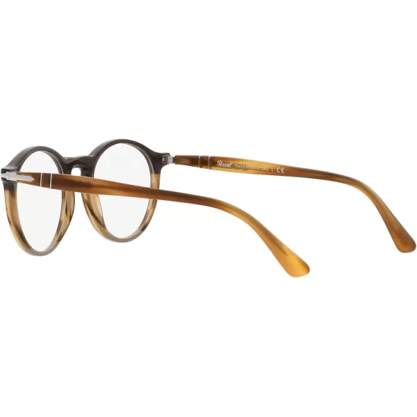 Persol PO3285V Round Prescription Eyewear FramesBlackStriped BrownGreyDemo Lens