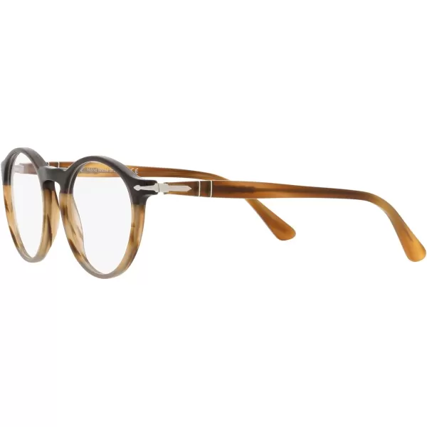 Persol PO3285V Round Prescription Eyewear FramesBlackStriped BrownGreyDemo Lens