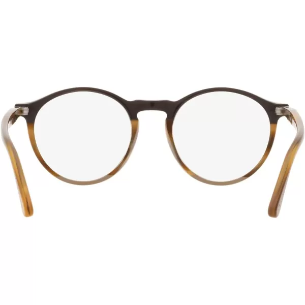 Persol PO3285V Round Prescription Eyewear FramesBlackStriped BrownGreyDemo Lens