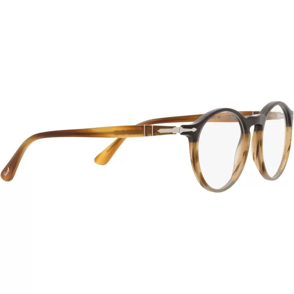 Persol PO3285V Round Prescription Eyewear FramesBlackStriped BrownGreyDemo Lens