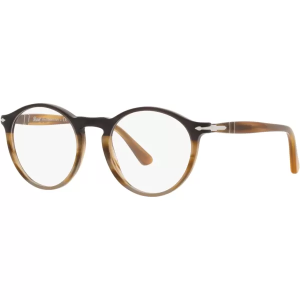 Persol PO3285V Round Prescription Eyewear FramesBlackStriped BrownGreyDemo Lens