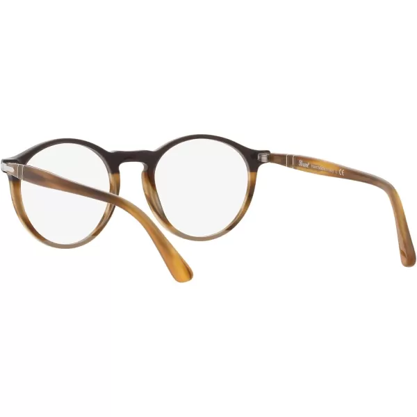 Persol PO3285V Round Prescription Eyewear FramesBlackStriped BrownGreyDemo Lens