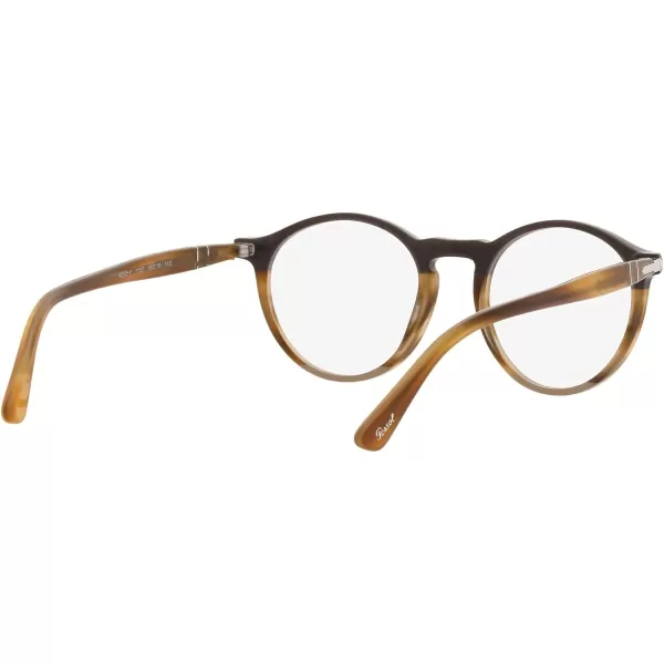 Persol PO3285V Round Prescription Eyewear FramesBlackStriped BrownGreyDemo Lens