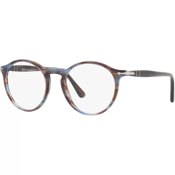 Persol PO3285V Round Prescription Eyewear FramesStriped BlueDemo Lens