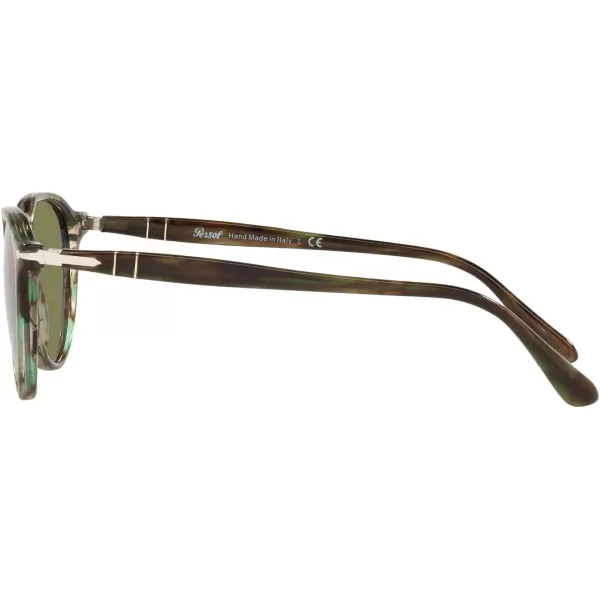 Persol PO3286S Round SunglassesStriped GreenLight Green