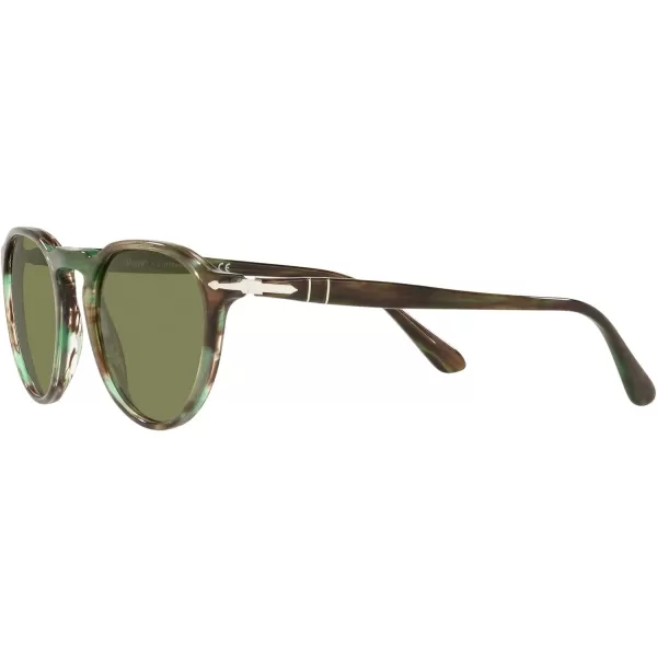 Persol PO3286S Round SunglassesStriped GreenLight Green