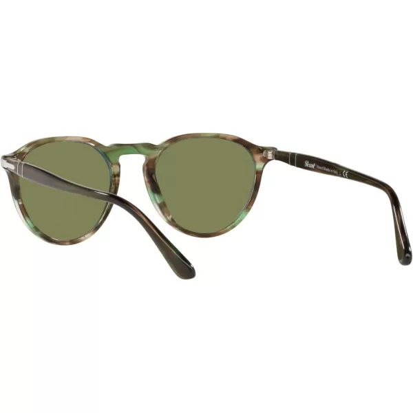 Persol PO3286S Round SunglassesStriped GreenLight Green