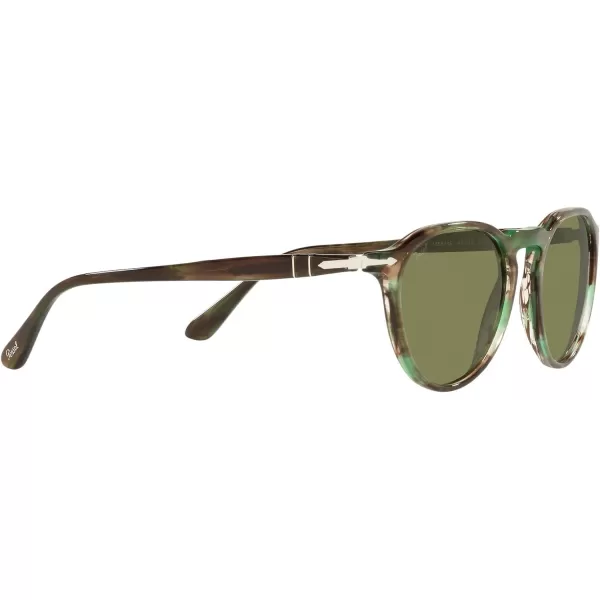 Persol PO3286S Round SunglassesStriped GreenLight Green