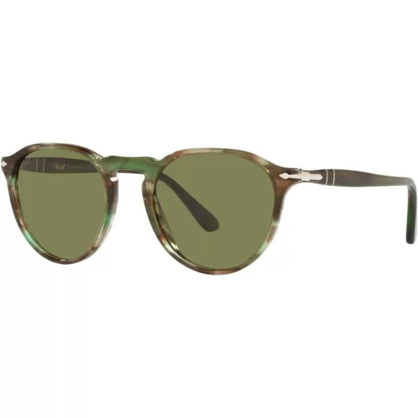 Persol PO3286S Round SunglassesStriped GreenLight Green