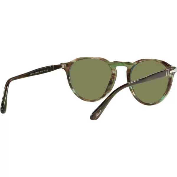 Persol PO3286S Round SunglassesStriped GreenLight Green