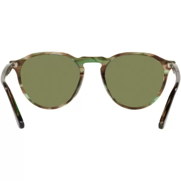 Persol PO3286S Round SunglassesStriped GreenLight Green