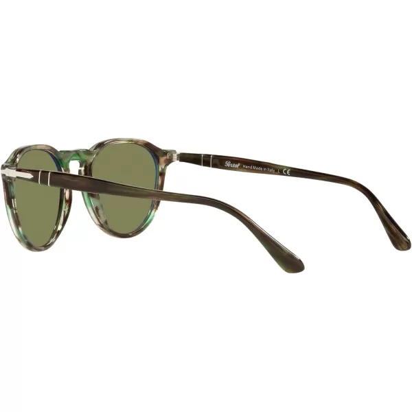 Persol PO3286S Round SunglassesStriped GreenLight Green