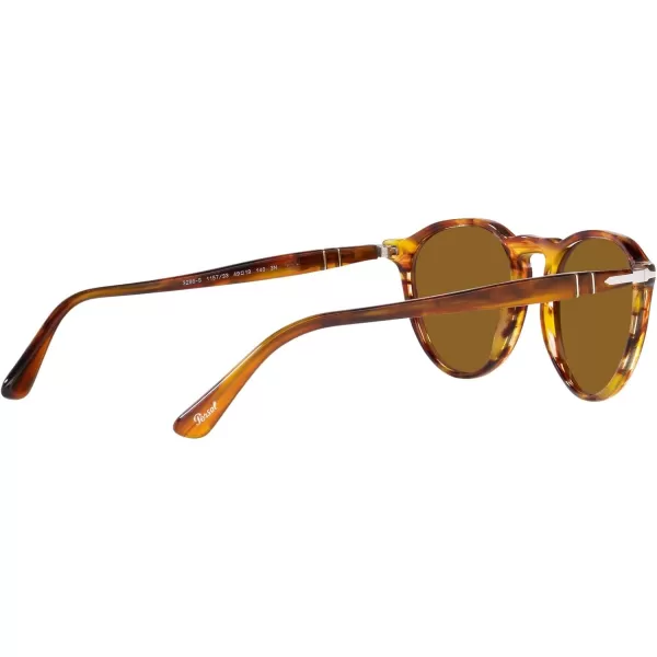 Persol PO3286S Round SunglassesStriped RedBrown