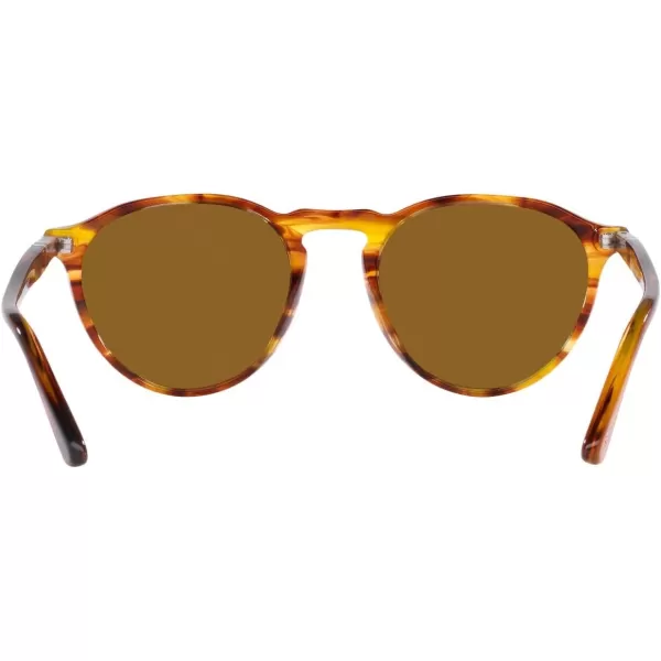 Persol PO3286S Round SunglassesStriped RedBrown