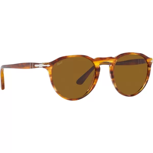 Persol PO3286S Round SunglassesStriped RedBrown