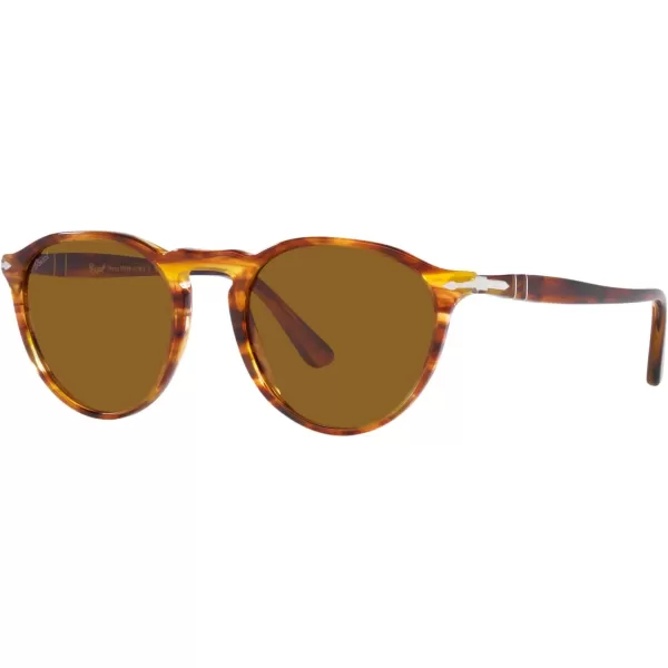 Persol PO3286S Round SunglassesStriped RedBrown