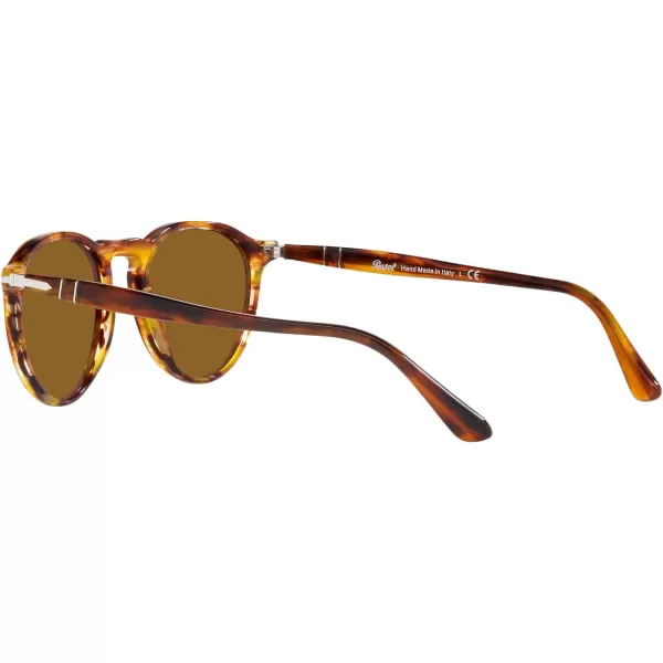 Persol PO3286S Round SunglassesStriped RedBrown