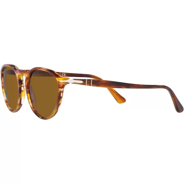 Persol PO3286S Round SunglassesStriped RedBrown