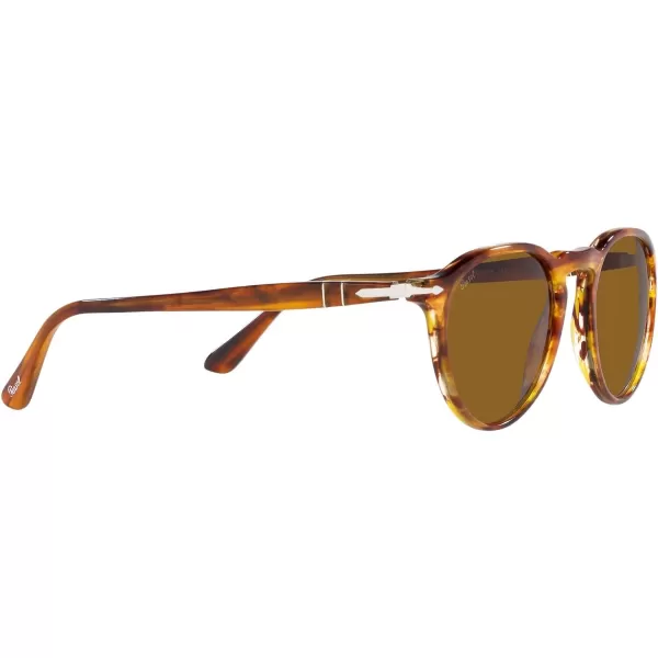 Persol PO3286S Round SunglassesStriped RedBrown