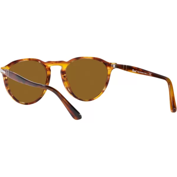 Persol PO3286S Round SunglassesStriped RedBrown