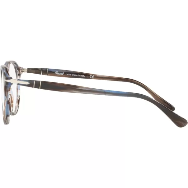 Persol PO3286V Round Prescription Eyewear FramesStriped BlueDemo Lens