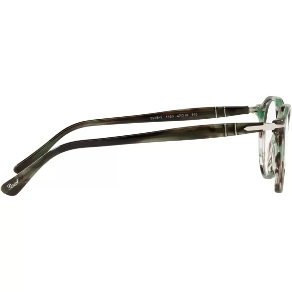 Persol PO3286V Round Prescription Eyewear FramesStriped GreenDemo Lens