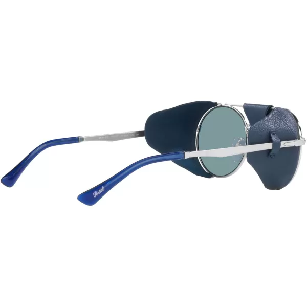 Persol Po2496sz Round SunglassesSilverGreen Polarized