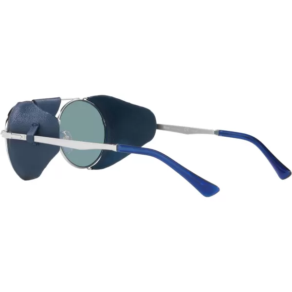 Persol Po2496sz Round SunglassesSilverGreen Polarized